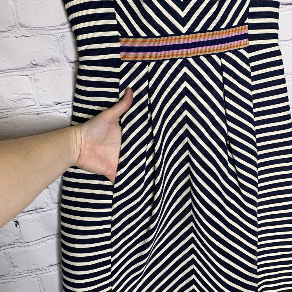 Anthropologie Maeve navy and white miter stripe sleeveless dress - Picture 6 of 16